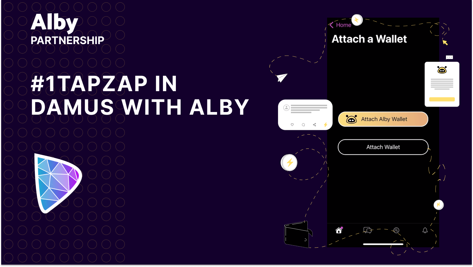 #1tapzaps in Damus with Alby