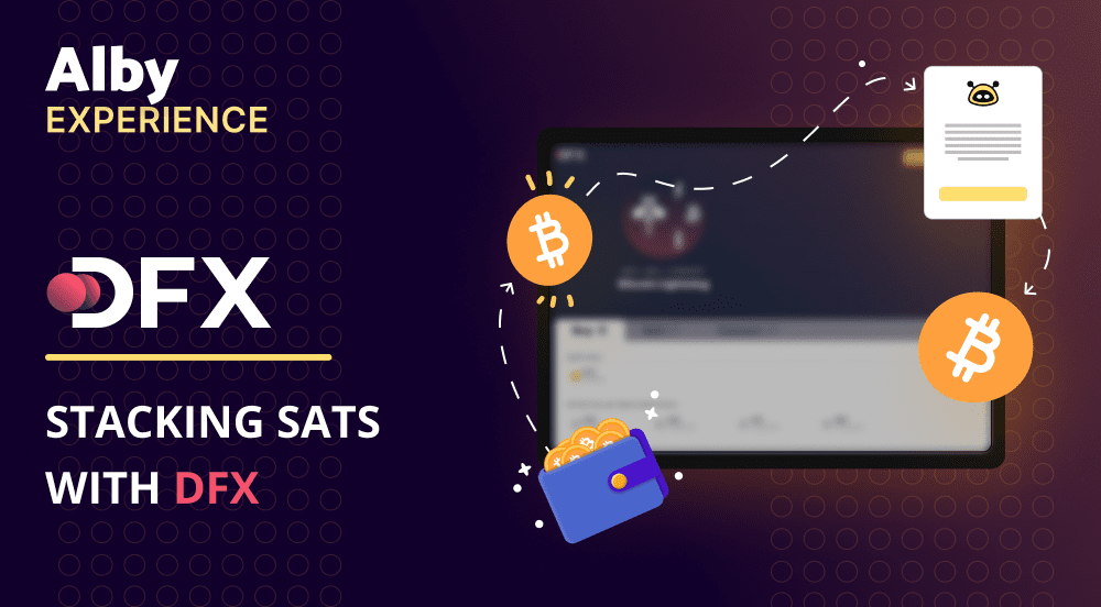 Alby integration announcement: Stacking sats with DFX